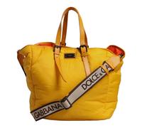 Dolce & Gabbana - Sac Duffle à Main et Épaule en Nylon avec Plaque Logo - Femme - Sacs - Jaune - Taille: ONE Size