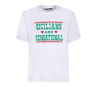 Dolce & Gabbana - Sicily Love White T-Shirt - Homme - Tops - Blanc - Taille: S