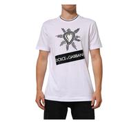 Dolce & Gabbana - T-shirt Blanc avec Graphique Cœur Sacré - Homme - Tops - Blanc - Taille: XL