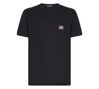 Dolce & Gabbana - T-shirt en coton avec étiquette de la marque - Homme - Tops - Bleu - Taille: M