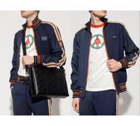 DOLCE & GABBANA Veste En Laine À Rayures Avec Logo Plaque Sport Blouson S