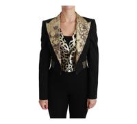 Dolce & Gabbana - Veste en Laine Jacquard Noire avec Gilet - Femme - Vestes - Noir - Taille: 38 FR
