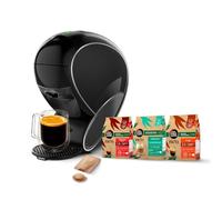 Dolce Gusto NEO Coffee Machine by Krups, Machine à café + 3 boites de dosettes compostables (Espresso, Lungo, Cappuccino), Cafetière multi-boissons connectée YY5242FD