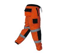 Dolce Vari Pantalon de Travail Haute visibilité 100% Polyester pour Homme - Pantalon de Jogging de sécurité Multi-Poches Super Doux Haute visibilité Cargo, Orange/Bleu Marine., 3XL