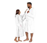 Dolce Vari Peignoir 100 % coton égyptien extra absorbant 650 g/m² en éponge douce avec grandes poches et ceinture, blanc, L