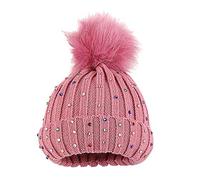 DolceTiger Bébé Hiver Bonnet, Tricoté Chaud Chapeau Fourrure Pompon Fille Garcon Bonnet Filles Hiver Pompon Chapeaux Tricotés pour 1-6 Ans
