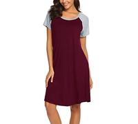 DolceTiger Chemise de Nuit Allaitement Femme Enceinte Pyjama Maternité Grossesse Robe de Chambre S-XXL Manches Courtes Allaitement BéBé Allaitement Chemise De Nuit Grossesse Robe