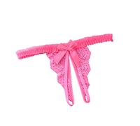DolceTiger Culotte en Dentelle nœud Papillon pour Femme, Culotte Ouverte Sexy String Femme Slips Thong Dentelle Lingerie en Dentelle pour Femme (Dark Pink, One Size)