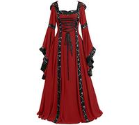 DolceTiger Femmes Robe MéDiéVal Renaissance Robes Vintage Grande Taille Robe Princesse Fille Celtique Gothique Robes Longues Flare Sleeve Robe De Princesse Ancien Robe Cosplay