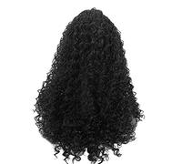 DolceTiger Perruque Femme Synthétique Afro Ombre Noir Longue Bouclée (Noir)