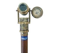 Dolchi Canne de marche en laiton avec poignée de télescope victorien vintage - Canne en bois pliable Steampunk pour homme et femme