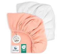 DOLCI SOGNI Drap Housse 60x120 Lit Bébé - Draps Cotton Mousseline Ultra Doux et Respirants pour Peau Délicate Oeko-TEX® 100 - Lot de 2 - Fabriqué en Espagne - 1 X Rose + 1X Blanc