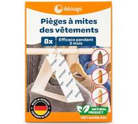 DOLCI SOGNI Piège Anti Mites Textiles pour Armoires et Vêtements - sans Biocides - 8 Feuilles - Pièges Adhésifs pour Le Suivi Contre Les Mites des Textiles - Made in Germany - Efficace Jusqu’à 3 Mois