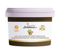 Dolcincasa-com Pâte de Pistache 100% Pure Naturelle Bronte sans Colorant fond pour les crèmes glacées pâtisseries pour la confiserie excellent arôme tartinable vert foncé sans gluten 200gr