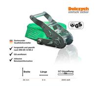 Dolezych Sangle d'amarrage DIN 12195-2 L. 6 m l. 35 mm à cliquet LC U 2000 daN DOLEZYCH Quantité:1