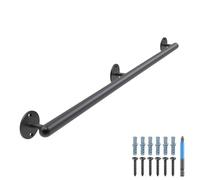 Dolibest 122cm Main Courante Noir, Rampe d’escalier en Métal 3.3cm Main Courante Noir Ronde Barre de Poignée de Sécurité Intérieure/Extérieure Murale Balustrade pour Enfant/Handicapée/Personnes âgées