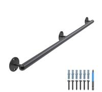 Dolibest 163cm Main Courante Noir, Rampe d’escalier en Métal 3.3cm Main Courante Noir Ronde Barre de Poignée de Sécurité Intérieure/Extérieure Murale Balustrade pour Enfant/Handicapée/Personnes âgées