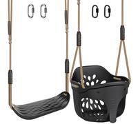 Dolibest 2pcs Balancoire Extérieur, Balançoire Plastique Souple pour Enfants Seau Forme D'éléphant avec Dossier Haut Corde Réglable 130-200cm, pour Tout-petits/Bébés/Adultes/1-3 Ans, 600lbs/250lbs