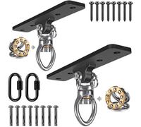 Dolibest 2pcs Suspension Hamac Suspendre Balançoire Ensemble de Support Pivotant 360° à 4 Trous Support Chaise Suspendue Mousqueton Support pour Sac Sable sur Poutres Bois/Plafonds Béton, Jusqu 408kg
