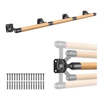 Dolibest 300cm Barre de Ballet, Barre de Ballet, Réglable Barre de Danse Classique Murale en Bois Enfants & Adultes pour l'entraînement à la Barre à Domicile avec Support, 4cm Diamètre