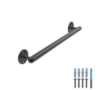 Dolibest 41cm Main Courante Noir, Rampe d’escalier en Métal 3.3cm Main Courante Noir Ronde Barre de Poignée de Sécurité Intérieure/Extérieure Murale Balustrade pour Enfant/Handicapée/Personnes âgées