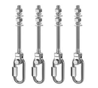 Dolibest 4pcs Crochet de Hamac, M10 x 128mm Accroche de Balançoire Fixation Fauteuil Suspendu Pivot Ensemble Support Fixation Plafond/Poutre pour Corde Yoga/Cerceau Aérien/Sac Frappe/Sac Sable,1500lbs