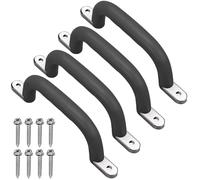 Dolibest 4pcs Poignées de Sécurité, 18cm Solides Poignées de Main pour Grimper sur le Cadre de Jeu/la Balançoire/Maison de Jeu/les Barres de Singe d'intérieur/d'extérieur et les Accessoires,Métal Noir