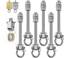 Dolibest 6pcs Boulons de Suspension 22.5cm Hamac Suspension pour Balançoire Kit Palier de Montage Pivotant pour Chaise d'intérieur/d'extérieur, Corde de Yoga, Sac de Frappe, Sac de Sable, 1500lbs