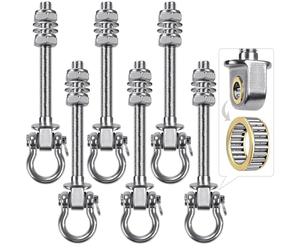 Dolibest 6pcs Crochet de Hamac, 17.5cm Accroche de Balançoire Fixation Fauteuil Suspendu de 180 Pivot Ensemble Plafond Poutre Chaise de Yoga Sac de Frappe Materiel de Suspension, 1500lbs