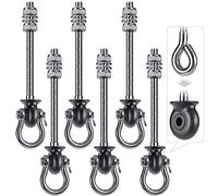Dolibest 6pcs Crochet de Hamac, 19.5cm Accroche de Balançoire Fixation Fauteuil Suspendu de 180 Pivot Ensemble Plafond Poutre Chaise de Yoga Sac de Frappe Materiel de Suspension, 1500lbs
