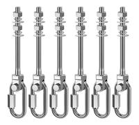 Dolibest 6pcs Crochet de Hamac, M10 x 128mm Accroche de Balançoire Fixation Fauteuil Suspendu Pivot Ensemble Support Fixation Plafond/Poutre pour Corde Yoga/Cerceau Aérien/Sac Frappe/Sac Sable,1500lbs