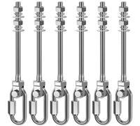 Dolibest 6pcs Crochet de Hamac, M10 x 180mm Accroche de Balançoire Fixation Fauteuil Suspendu Pivot Ensemble Support Fixation Plafond/Poutre pour Corde Yoga/Cerceau Aérien/Sac Frappe/Sac Sable,1500lbs