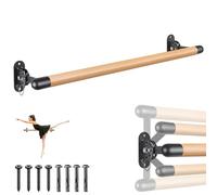 Dolibest 90cm Barre de Ballet, Barre de Danse Murale en Bois Ajustable pour l'équipement d'étirement de Barre d'entraînement à Domicile avec Support Métallique pour Enfants/Adultes, 4cm Diamètre