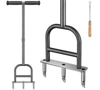 Dolibest Aérateur de Gazon Pelouse, Creux Aérateurs de Gazon Manuels Outil d'aération Pointe d'aération Robuste 3 Dents avec Poignée Souple et Outil de Libération d'argile