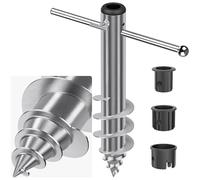 Dolibest Ancrage au Sol Parasol, Parapluie Terrasse Support Terre à Visser Base pour 42cm Piquet Terre Ligne Lavage Rotative Piquet Parapluie Soleil Plage Ancrage Sable Poteau 3-5cm, Poignée Amovible