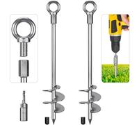 Dolibest Ancrages de Sol, 46cm Piquets de Sol, Piquets Acier Robuste Piquets, Ancrages au Sol Très Résistants, Sardines d'ancrage pour Trampoline,Terrier, Tentes, Balançoires avec Oillet Fixe, 2pcs