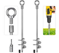 Dolibest Ancrages de Sol, 76cm Piquets de Sol, Piquets Acier Robuste Piquets, Ancrages au Sol Très Résistants, Sardines d'ancrage pour Trampoline,Terrier, Tentes, Balançoires avec Oillet Fixe, 2pcs