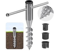 Dolibest Ancre de Plage Parasol, Support de Parasol Pied de Parasol Robuste Pied Parasol à Visser dans Le Sol pour Piquet de 3 à 5 cm avec Poignée Amovible