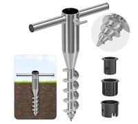 Dolibest Ancre de Plage Parasol, Support de Parasol Pied de Parasol Robuste Pied Parasol à Visser dans Le Sol pour Piquet de 3 à 5 cm avec Poignée en Tuyau, Style B