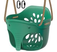 Dolibest Balancoire Extérieur, Siège Balançoire Arbre Interieur Dossier Complet Haut Soutien Souple Balancoire Bebe avec Corde Réglable 130-200cm Mousqueto Les Enfants, D'éléphant Vert, Jusqu'à 272kg