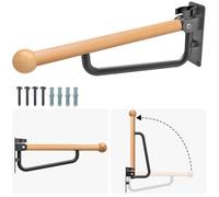 Dolibest Barre d'appui pliable de 61 cm pour toilettes pour personnes âgées, main courante de sécurité murale en bois pour personnes handicapées, cadre de bras de support rabattable pour salle de bain