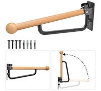 Dolibest Barre d'appui pliable de 61 cm pour toilettes pour personnes âgées, main courante de sécurité murale en bois pour personnes handicapées, cadre de bras de support rabattable pour salle de bain