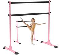 Dolibest Barre de Ballet Autoportante Rose, Barres de Danse 10 Réglables en Hauteur avec Caoutchouc Antidérapants & Revêtement en Tissu Enfants&Adultes l'entraînement à la Barre à Domicile, 120 x 71cm