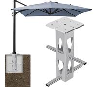 Dolibest Enterré Base de Parasol de Terrasse, Support Parasol Balcon Ancrage Universel pour Parasol Plaque de Fixation au Sol pour Poteau Cantilever Déporté avec 2Tubes pour Cour ou Balcon