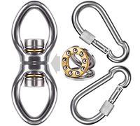 Dolibest Hamac Pivotant, Pivot à Roulement pour Balançoire 360 Rotation Inoxydable Crochet Chaise Corde Yoga/Cercle Aérien/Kit Suspension Sac Frappe, Boucle Fermée Forme Gourde/avec Mousqueton