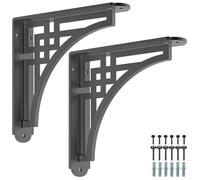Dolibest Lot de 2 supports d'étagère robustes de 20,3 cm, 5 mm d'épaisseur, support d'étagère flottante en métal, support d'étagère murale et matériel, étagères flottantes noires rustiques pour