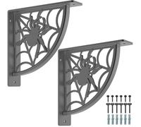 Dolibest Lot de 2 supports d'étagère robustes de 20,3 cm, 5 mm d'épaisseur, support d'étagère flottante en métal, support d'étagère murale et matériel, étagères flottantes noires rustiques pour