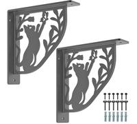 Dolibest Lot de 2 supports d'étagère robustes de 20,3 cm, 5 mm d'épaisseur, support d'étagère flottante en métal, support d'étagère murale et matériel, étagères flottantes noires rustiques pour