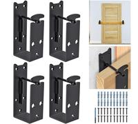 Dolibest Lot de 4 supports de barricade de porte de 2 x 4, supports de barre de sécurité robustes avec design de verrouillage, support de barre en forme de U pour bois de 2 x 4 pour maison, garage