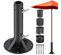 Dolibest Pied Parasol, Support de Tube de Parapluie Base Stable pour Parasol 30cm Hauteur avec 3 Douilles pour Poteaux de 3 à 5cm, Convient Aux Terrasses en BéTon ou Een Bois, Ronde
